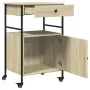 Carrito de cocina madera ingeniería roble Sonoma 56x43x89,5 cm de vidaXL, Carros de cocina y comedor - Ref: Foro24-842392, Pr...