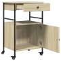 Carrito de cocina madera ingeniería roble Sonoma 56x43x89,5 cm de vidaXL, Carros de cocina y comedor - Ref: Foro24-842392, Pr...