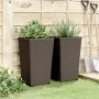 Jardineras 2 unidades PP marrón 32,5x32,5x57 cm de vidaXL, Maceteros y jardineras - Ref: Foro24-367850, Precio: 65,45 €, Desc...