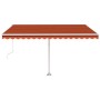 Toldo automático LED sensor de viento naranja marrón 400x350 cm de vidaXL, Toldos - Ref: Foro24-3069635, Precio: 736,01 €, De...