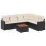 Set de comedor de jardín 7 pzas y cojines ratán sintético negro de vidaXL, Conjuntos de jardín - Ref: Foro24-3258409, Precio:...