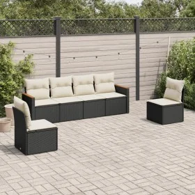 6-teiliges Gartensofa-Set und Kissen aus schwarzem Kunststoff-Rattan. von vidaXL, Gartensets - Ref: Foro24-3258262, Preis: 33...