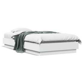 Estructura de cama madera de ingeniería blanca 90x190 cm de vidaXL, Camas y somieres - Ref: Foro24-839630, Precio: 75,03 €, D...