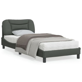 Estructura de cama con cabecero de tela gris oscuro 90x200 cm de vidaXL, Camas y somieres - Ref: Foro24-3207745, Precio: 153,...