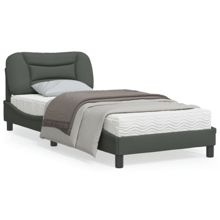 Estructura de cama con cabecero de tela gris oscuro 90x200 cm de vidaXL, Camas y somieres - Ref: Foro24-3207745, Precio: 153,...