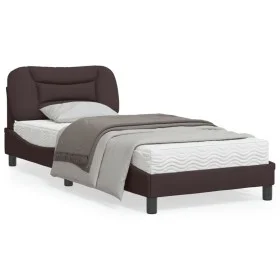 Bettgestell mit dunkelbraunem Stoffkopfteil 90x200 cm von vidaXL, Betten und Lattenroste - Ref: Foro24-3207747, Preis: 146,53...