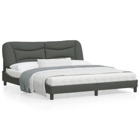 Estructura de cama con cabecero tela gris oscuro 180x200 cm de vidaXL, Camas y somieres - Ref: Foro24-3207787, Precio: 261,03...
