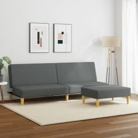 Sofá cama de 2 plazas con taburete tela gris oscuro de vidaXL, Sofás - Ref: Foro24-3216225, Precio: 292,40 €, Descuento: %