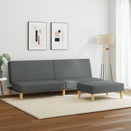 Sofá cama de 2 plazas con taburete tela gris oscuro de vidaXL, Sofás - Ref: Foro24-3216225, Precio: 280,53 €, Descuento: %