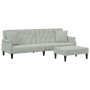 Sofá cama 2 plazas con almohadas taburete terciopelo gris claro de vidaXL, Sofás - Ref: Foro24-3216219, Precio: 332,29 €, Des...