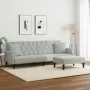 Sofá cama 2 plazas con almohadas taburete terciopelo gris claro de vidaXL, Sofás - Ref: Foro24-3216219, Precio: 328,33 €, Des...