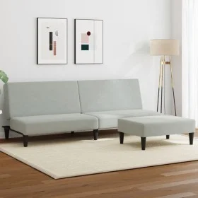Sofá cama de 2 plazas con taburete terciopelo gris claro de vidaXL, Sofás - Ref: Foro24-3216231, Precio: 281,88 €, Descuento: %