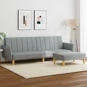 Sofá cama de 2 plazas con taburete tela gris claro de vidaXL, Sofás - Ref: Foro24-3216246, Precio: 332,40 €, Descuento: %