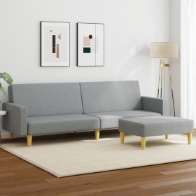 Sofá cama de 2 plazas con taburete tela gris claro de vidaXL, Sofás - Ref: Foro24-3216227, Precio: 313,51 €, Descuento: %