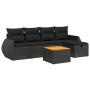 Set de sofás de jardín 6 piezas y cojines ratán sintético negro de vidaXL, Conjuntos de jardín - Ref: Foro24-3265052, Precio:...