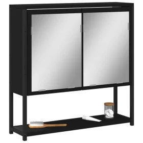 Armario con espejo de baño madera ingeniería negro 60x16x60 cm de vidaXL, Tocadores de baño - Ref: Foro24-842421, Precio: 56,...