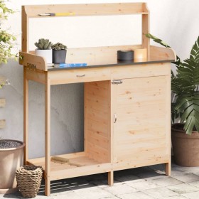 Mesa para macetas con armario madera de abeto 110,5x45x124,5 cm de vidaXL, Soportes para macetas - Ref: Foro24-156343, Precio...