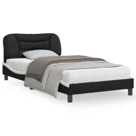 Estructura de cama con cabecero cuero sintético negro y blanco de vidaXL, Camas y somieres - Ref: Foro24-3207986, Precio: 131...