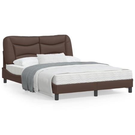 Estructura de cama cabecero cuero sintético marrón 120x200 cm de vidaXL, Camas y somieres - Ref: Foro24-3207990, Precio: 205,...