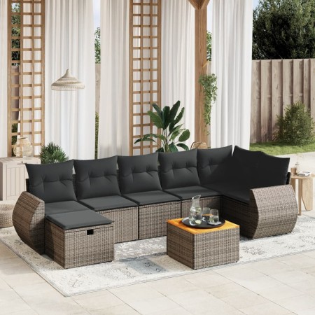 Set de sofás de jardín 8 pzas y cojines ratán sintético gris de vidaXL, Conjuntos de jardín - Ref: Foro24-3265071, Precio: 48...