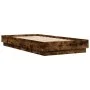 Estructura de cama con luces LED roble ahumado 90x190 cm de vidaXL, Camas y somieres - Ref: Foro24-839543, Precio: 99,24 €, D...