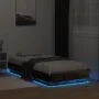 Estructura de cama con luces LED roble ahumado 90x190 cm de vidaXL, Camas y somieres - Ref: Foro24-839543, Precio: 99,24 €, D...