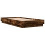Estructura de cama con luces LED roble ahumado 90x190 cm de vidaXL, Camas y somieres - Ref: Foro24-839543, Precio: 100,47 €, ...