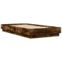 Estructura de cama con luces LED roble ahumado 90x190 cm de vidaXL, Camas y somieres - Ref: Foro24-839543, Precio: 99,24 €, D...