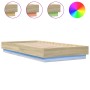 Estructura de cama con luces LED roble Sonoma 75x190 cm de vidaXL, Camas y somieres - Ref: Foro24-839548, Precio: 98,01 €, De...