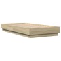 Estructura de cama con luces LED roble Sonoma 75x190 cm de vidaXL, Camas y somieres - Ref: Foro24-839548, Precio: 98,01 €, De...