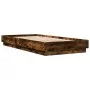 Estructura de cama con luces LED roble ahumado 100x200 cm de vidaXL, Camas y somieres - Ref: Foro24-839508, Precio: 101,79 €,...