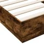 Estructura de cama con luces LED roble ahumado 100x200 cm de vidaXL, Camas y somieres - Ref: Foro24-839508, Precio: 101,79 €,...