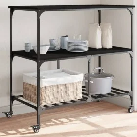 Carrito de cocina madera de ingeniería negro 100x50x95 cm de vidaXL, Carros de cocina y comedor - Ref: Foro24-842306, Precio:...