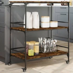 Carrito de cocina madera ingeniería roble humo 100,5x50x105 cm by vidaXL, Kitchen and dining carts - Ref: Foro24-842333, Pric...