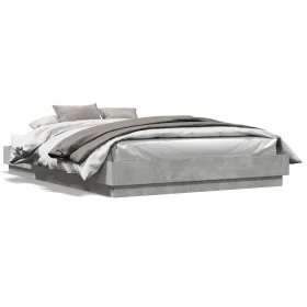 Estructura de cama con luces LED gris hormigón 160x200 cm de vidaXL, Camas y somieres - Ref: Foro24-3209782, Precio: 181,05 €...