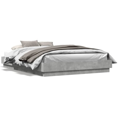 Estructura de cama con luces LED gris hormigón 150x200 cm de vidaXL, Camas y somieres - Ref: Foro24-3209789, Precio: 179,32 €...