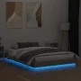 Estructura de cama con luces LED gris hormigón 150x200 cm de vidaXL, Camas y somieres - Ref: Foro24-3209789, Precio: 176,58 €...