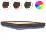 Estructura de cama con luces LED roble marrón 120x190 cm de vidaXL, Camas y somieres - Ref: Foro24-3209827, Precio: 133,14 €,...