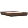 Estructura de cama con luces LED roble marrón 120x190 cm de vidaXL, Camas y somieres - Ref: Foro24-3209827, Precio: 133,14 €,...