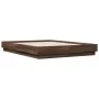 Estructura de cama con luces LED roble marrón 120x190 cm de vidaXL, Camas y somieres - Ref: Foro24-3209827, Precio: 133,14 €,...