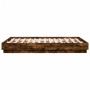 Estructura de cama con luces LED roble ahumado 120x190 cm de vidaXL, Camas y somieres - Ref: Foro24-3209825, Precio: 131,30 €...