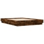 Estructura de cama con luces LED roble ahumado 120x190 cm de vidaXL, Camas y somieres - Ref: Foro24-3209825, Precio: 131,30 €...