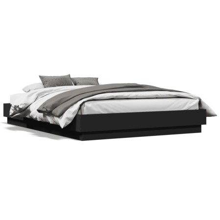 Estructura de cama madera de ingeniería negra 135x190 cm de vidaXL, Camas y somieres - Ref: Foro24-3209878, Precio: 131,37 €,...