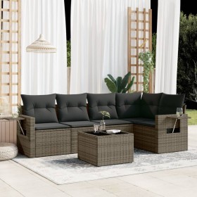 Set de muebles de jardín 6 pzas y cojines ratán sintético gris en Conjuntos de jardín | Comprar online en Foru.es