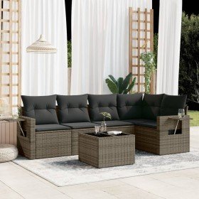Set de muebles de jardín 6 pzas y cojines ratán sintético gris en Conjuntos de jardín | Comprar online en Foru.es