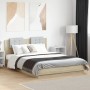 Estructura de cama cabecero luces LED roble Sonoma 150x200 cm de vidaXL, Camas y somieres - Ref: Foro24-3210005, Precio: 195,...