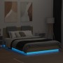 Estructura de cama cabecero luces LED roble Sonoma 150x200 cm de vidaXL, Camas y somieres - Ref: Foro24-3210005, Precio: 195,...