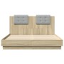 Estructura de cama cabecero luces LED roble Sonoma 150x200 cm de vidaXL, Camas y somieres - Ref: Foro24-3210005, Precio: 195,...