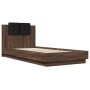 Estructura de cama cabecero luces LED roble marrón 100x200 cm de vidaXL, Camas y somieres - Ref: Foro24-3210030, Precio: 175,...