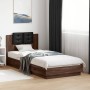 Estructura de cama cabecero luces LED roble marrón 100x200 cm de vidaXL, Camas y somieres - Ref: Foro24-3210030, Precio: 175,...